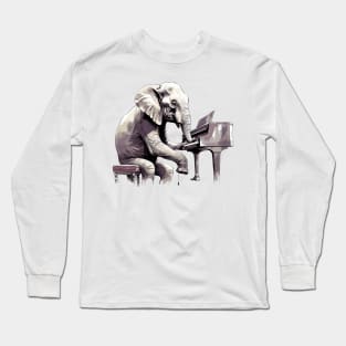 Elephant playing piano Long Sleeve T-Shirt